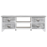 vidaXL Szafka pod TV, biało-szara,108x30x40 cm, drewno paulownia