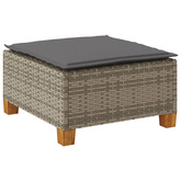 Stołek ogrodowy z poduszką, szary, 63,5x56x32 cm, rattan PE