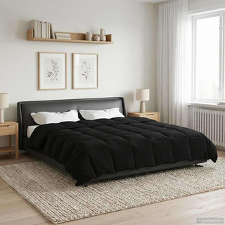 Kołdra na cały rok Kwiłtowany Czarny 200 x 220 cm Mikrofibra