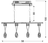 Lampa wisząca LED chromowa z kryształkami 4x3W Prisma Candellux 34-25708