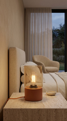 Prosta lampka nocna z bursztynowym kloszem K-5983 z serii VERA