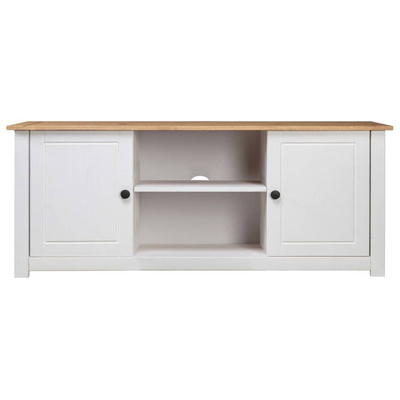 vidaXL Szafka pod TV, biała, 120x40x50 cm, lita sosna, seria Panama