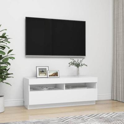 vidaXL Szafka pod TV z oświetleniem LED, biała, 100x35x40 cm