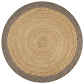 vidaXL Ręcznie wykonany dywanik, juta, szara krawędź, 150 cm