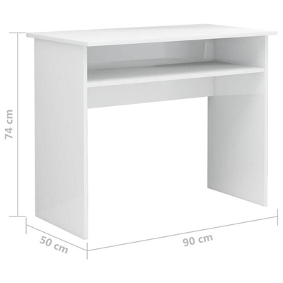 vidaXL Biurko, białe z połyskiem, 90x50x74cm, materiał drewnopochodny