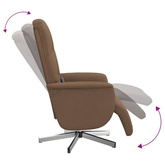 vidaXL Rozkładany fotel masujący z podnóżkiem, brązowy, obity tkaniną