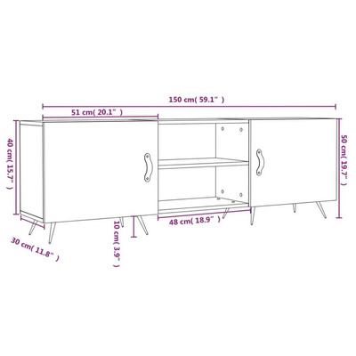vidaXL Szafka pod TV, biała, 150x30x50 cm, materiał drewnopochodny