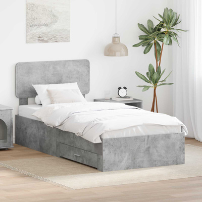 Ramka łóżka Betonowy szary 70 x 190 cm Drewno inżynieryjne