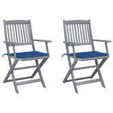 vidaXL Składane krzesła ogrodowe, 2 szt., poduszki, drewno akacjowe