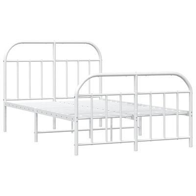 vidaXL Metalowa rama łóżka z wezgłowiem i zanóżkiem, biała, 120x200 cm wariant 4