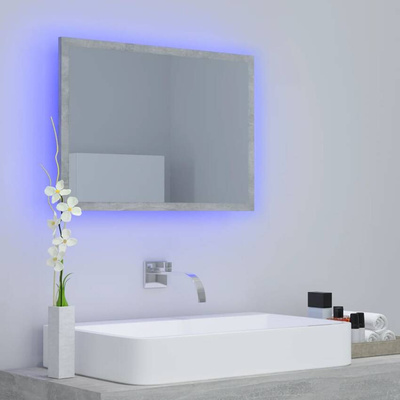 vidaXL Lustro łazienkowe LED, szarość betonu, 60x8,5x37 cm, akryl