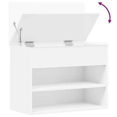 Ławka z półką, biała, 60x30x45 cm, materiał drewnopochodny