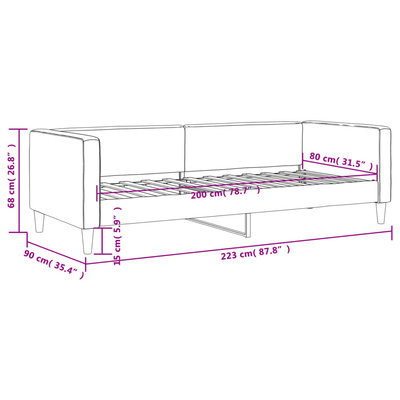 Sofa z funkcją spania, ciemnoszara, 80x200 cm, obita tkaniną