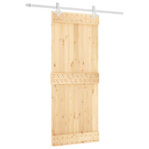 Drzwi przesuwne 85 x 210 cm Lite Drewno Sosnowe (Nieobrobione)