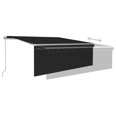 Ręcznie zwijana markiza z zasłoną i LED, 4,5x3 m, antracytowa
