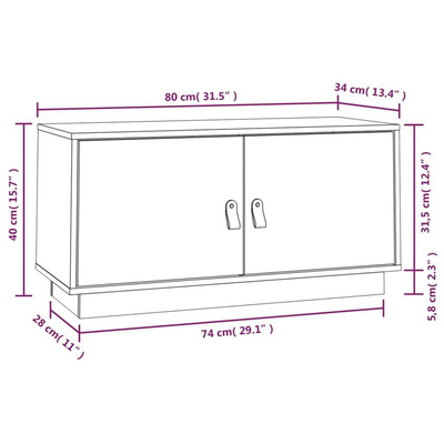 vidaXL Szafka pod TV, miodowy brąz, 80x34x40 cm, lite drewno sosnowe