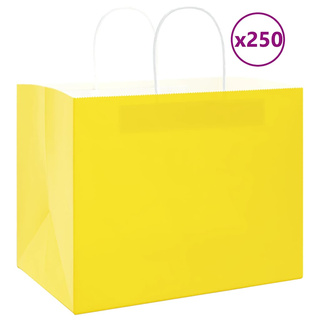 Torby papierowe 250 szt. z uchwytami żółte 32x22x24 cm