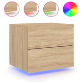 Wiszące szafki nocne z LED, 2 szt., dąb sonoma vidaXL