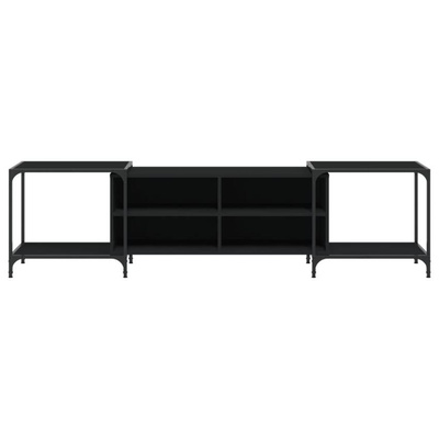 vidaXL Szafka pod TV, czarna, 203x37x50 cm, materiał drewnopochodny