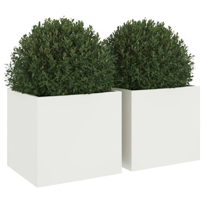 Donice, 2 szt., białe, 32x30x29 cm, stal
