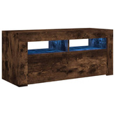 vidaXL Szafka pod TV z oświetleniem LED, przydymiony dąb, 90x35x40 cm