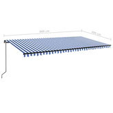 Ręcznie zwijana markiza z LED, 600 x 300 cm, niebiesko-biała