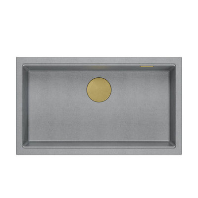 LOGAN 110 GraniteQ zlewozmywak silver stone 76x44x23,5 cm 1-komorowy wpuszczany z syfonem manualnym złoty