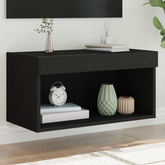 vidaXL Szafka pod TV, z oświetleniem LED, czarna, 60x30x30 cm
