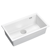 LOGAN 110 GraniteQ zlewozmywak snow white 76x44x23,5 cm 1-komorowy podwieszany z syfonem manualnym stal szlachetna