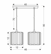 Glassia Lampa Wisząca Czarny 2X40 E27 Klosz Czarny+Kryształy Bezbarwne