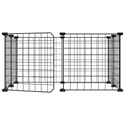 Klatka dla zwierząt z bramką, 8 paneli, czarna, 35x35 cm, stal