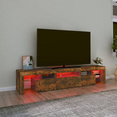 vidaXL Szafka pod TV z oświetleniem LED, opalany dąb 200x36,5x40 cm
