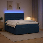 Łóżko z box spring LED z materacem niebieski 200 x 200 cm