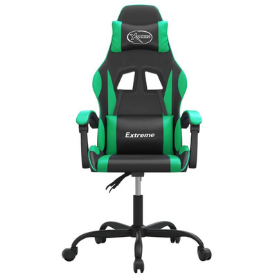vidaXL Obrotowy fotel gamingowy, czarno-zielony, sztuczna skóra