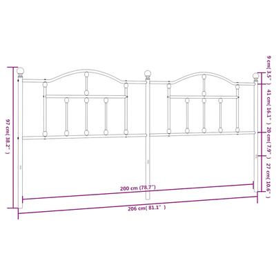 Metalowe wymienne wezgłowie, białe, 200 cm