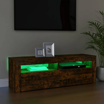 vidaXL Szafka pod TV z oświetleniem LED, przydymiony dąb, 120x35x40 cm model standard