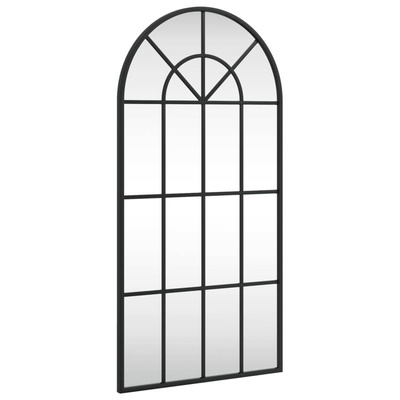 vidaXL Lustro ścienne, czarne, 40x80 cm, zakończone łukiem, żelazo