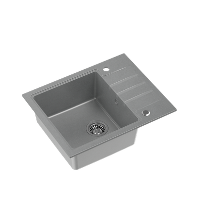 PETER 116 GraniteQ zlewozmywak granitowy silver stone 1-komorowy z/o (62x50x20) z syfonem i zaślepką