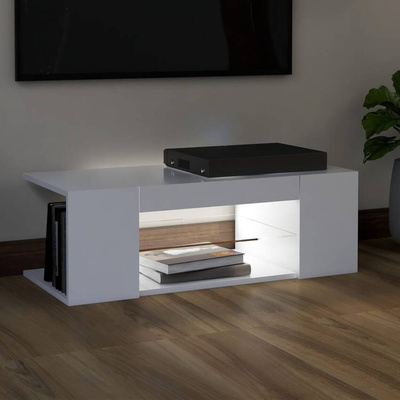 vidaXL Szafka pod TV z oświetleniem LED, biała, 90x39x30 cm