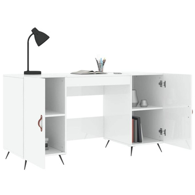 vidaXL Biurko białe z połyskiem, 140x50x75 cm, materiał drewnopochodny model standard