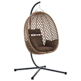 Wiszące krzesło jajo kawowy 104 x 100 x 191 cm polirattan