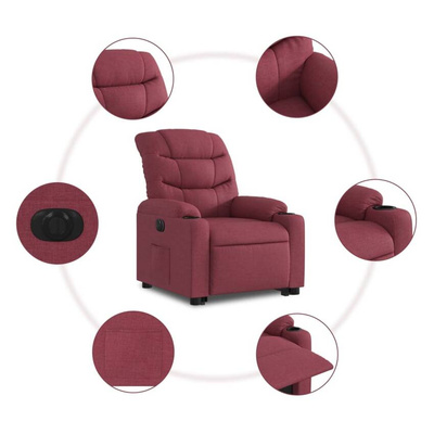 vidaXL Podnoszony fotel masujący, elektryczny, rozkładany, bordowy model standard