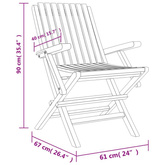 vidaXL Składane krzesła ogrodowe, 6 szt., 61x67x90 cm, drewno tekowe