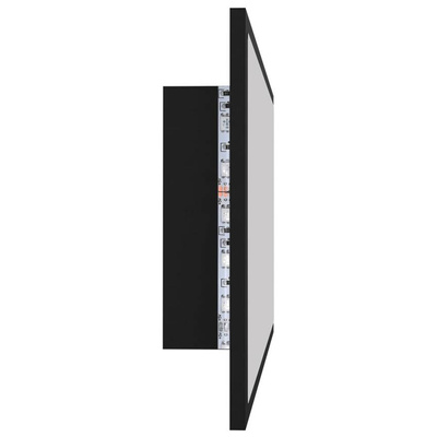 vidaXL Lustro łazienkowe z LED, czarne, 80x8,5x37 cm, akryl