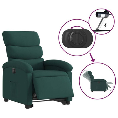Podnoszony fotel masujący, elektryczny, rozkładany, zielony vidaXL