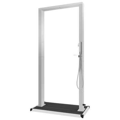 Prysznic ogrodowy z podstawą, WPC i stal nierdzewna