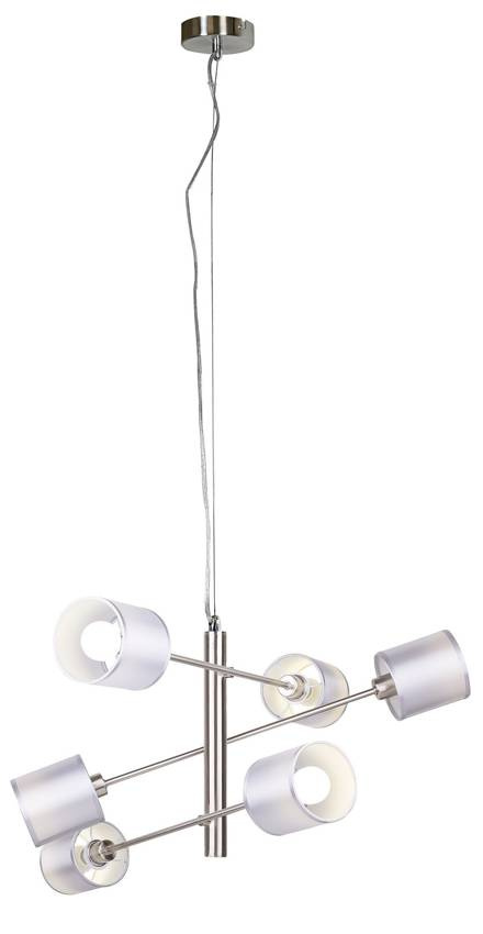 Lampa wisząca z abażurami Sax srebrna nowoczesna 6-płomienna regulowana