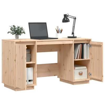 vidaXL Biurko, 140x50x75 cm, lite drewno sosnowe