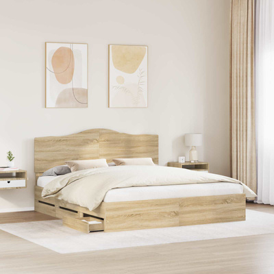 Ramka łóżka Dąb Sonoma 200 x 200 cm Drewno inżynieryjne