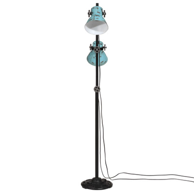 Lampa stojąca, 25 W, postarzany niebieski, 25x25x90/140 cm, E27